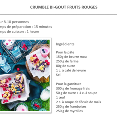 Crumble bi-goût fruits rouges