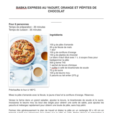 Babka express au yaourt, orange et pépites de chocolat
