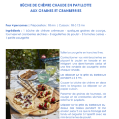 BÛCHE DE CHÈVRE CHAUDE EN PAPILLOTTE AUX GRAINES ET CRANBERRIES