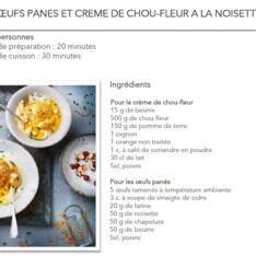 Œufs panés et crème de chou-fleur à la noisette