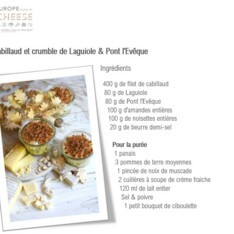 Cabillaud et crumble de Laguiole & Pont l’Evêque