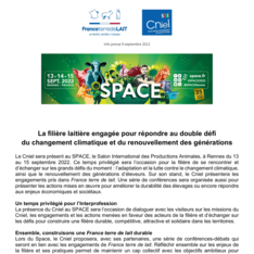 INFO PRESSE - SPACE 2022 - Programme et conférences