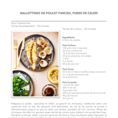 Ballottines de poulet farcies, purée de céleri