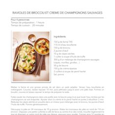 Ravioles de Brocciu et crème de champignons sauvages