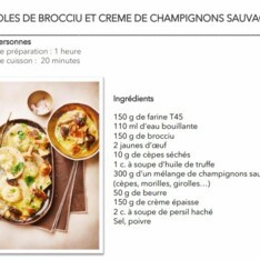 Ravioles de Brocciu et crème de champignons sauvages