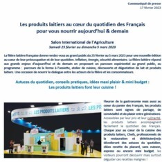 Communiqué de presse - Les produits laitiers au cœur du quotidien des Français