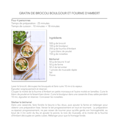 Gratin de brocoli boulgour et fourme d’Ambert
