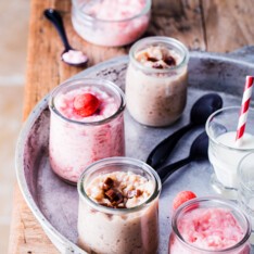 Riz au lait fraise et caramel