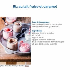 Riz au lait fraise et caramel
