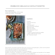 Crumble de cabillaud au cantal et noisettes