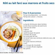 Rôti au lait farci aux marrons et fruits secs