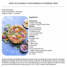 Tarte de légumes et son houmous au fromage frais
