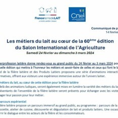 Communiqué de presse - Les métiers du lait au cœur de la 60ème édition du Salon de l'Agriculture