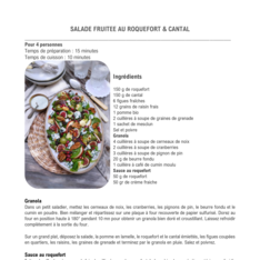 Salade fruitée au roquefort et cantal