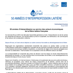 Communiqué de presse - 50 années d'Interprofession laitière