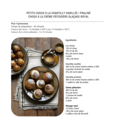 Petits choux à la chantilly vanillée - praliné et  Choux à la crème pâtissière et glaçage royal