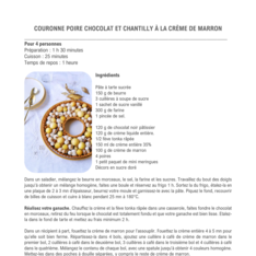 Couronne poire chocolat et chantilly à la crème de marron