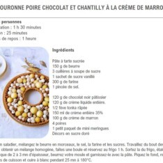 Couronne poire chocolat et chantilly à la crème de marron