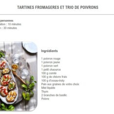 Tartines fromagères et trio de poivrons