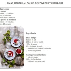 Blanc manger au coulis de poivron et framboise