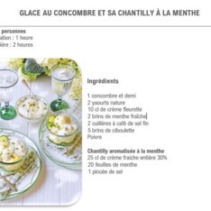 Glace au concombre et sa chantilly à la menthe