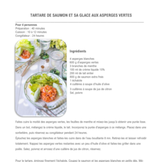 Tartare de saumon et sa glace aux asperges vertes