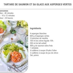 Tartare de saumon et sa glace aux asperges vertes