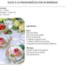 Glace à la fraise-hibiscus sur sa meringue