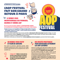 Communiqué de presse - L’AOP FESTIVAL fait son grand retour à Paris - Le rendez-vous incontournable des fromages, beurres et crèmes AOP