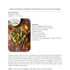 Poêlée d’automne aux châtaignes, choux de Bruxelles, poulet et Bleu du Vercors