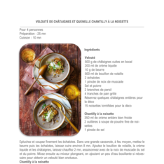 Velouté de châtaignes et quenelle de chantilly à la noisette