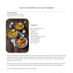 Velouté de potimarron et ses tuiles fromagères