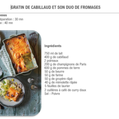 Gratin de cabillaud et son duo de fromages
