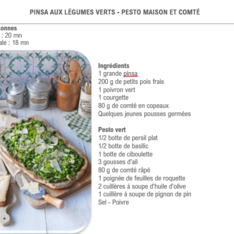 Pinsa aux légumes verts-pesto maison et comté
