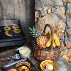 Ananas & bananes grillés, glace coco maison