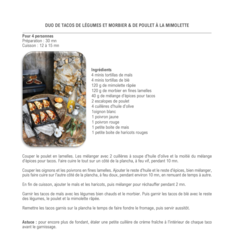 Duo de tacos légumes au morbier & poulet à la mimolette