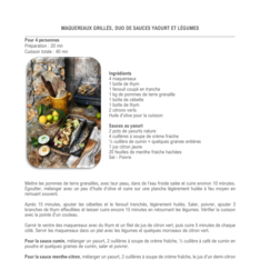 Maquereaux grillés, duo de sauces yaourt et légumes