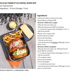 Rolls au crabe et au Cantal jeune AOP