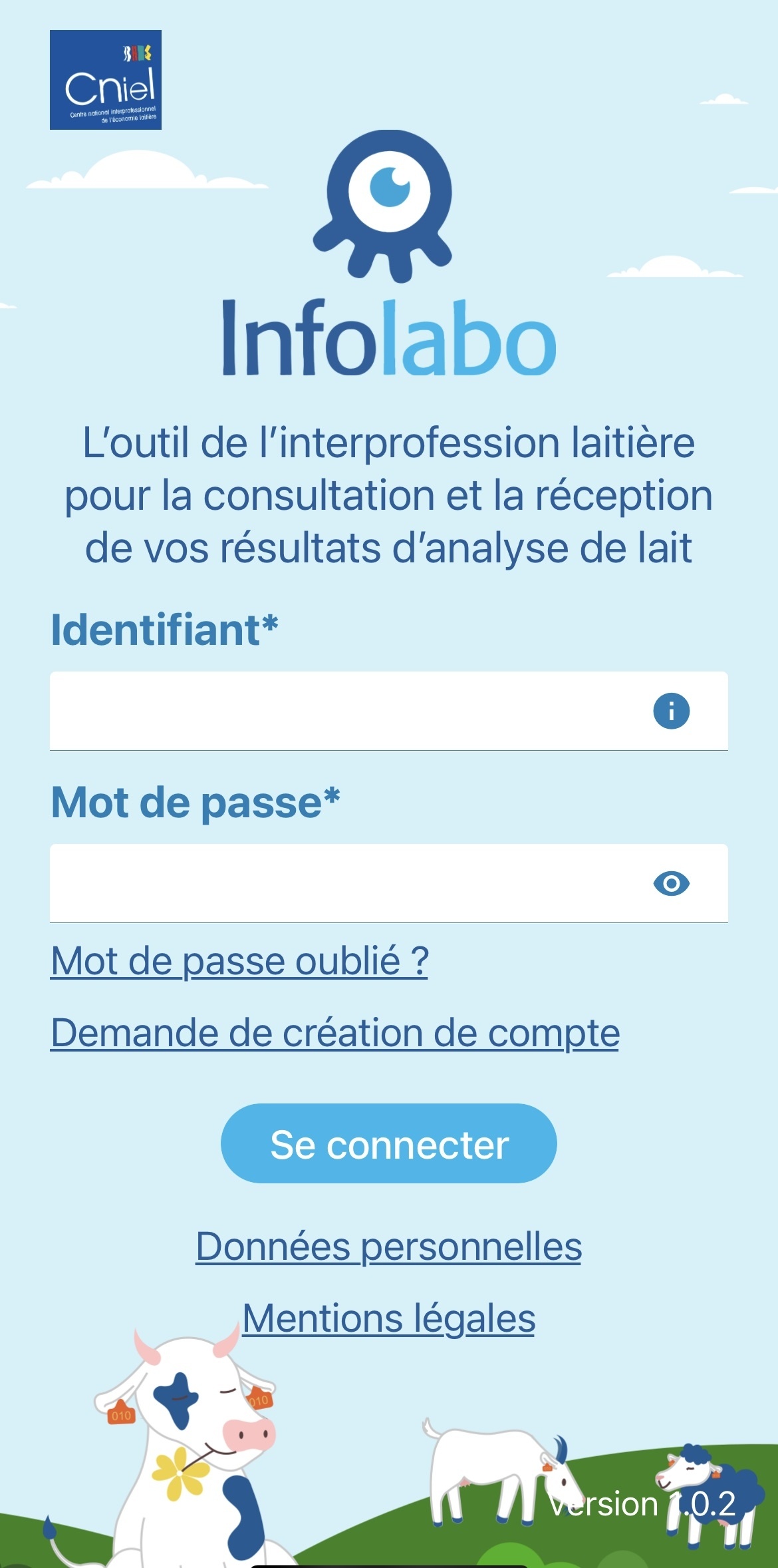 Infolabo : page d'accueil sur mobile