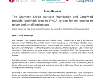 2018 04 12 The Grameen Crédit Agricole Foundation and CoopMed provide landmark loan to FINCA Jordan for on-lending to micro and small businesses.pdf