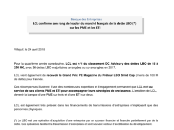 2018 04 24 LCL confirme son rang de leader du marché français de la dette LBO_.pdf