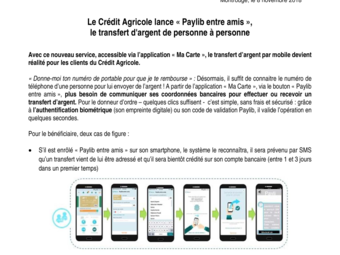 2018 11 08 Le CA lance Paylib entre amis, le transfert d'argent de personne à personne