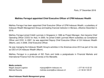 2018 12 04 Mathieu Ferragut appointed Chief Executive Officer of CFM Indosuez Wealth.pdf