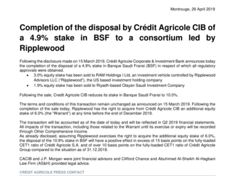 2019 04 29 Completion of the disposal by CACIB of a 4.9% stake in BSF to a consortium led by Ripplewood.pdf