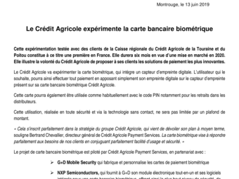 2019 06 13 Le Crédit Agricole expérimente la carte bancaire biométrique.pdf