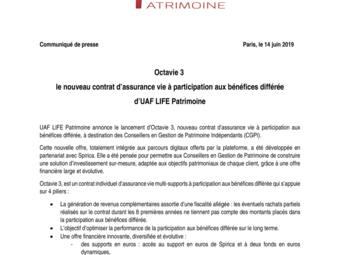 Octavie 3, le nouveau contrat d'assurance vie à participation aux bénéfices différée de UAF LIFE Patrimoine.pdf