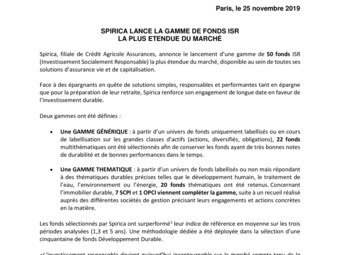 2019 11 25 Spirica lance la gamme de fonds ISR la plus étendue du marché.pdf