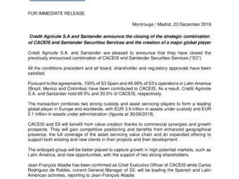 2019 12 23Crédit Agricole S.A and Santander announce the closing of the strategic combination of CACEIS and Santander Securities Services.pdf
