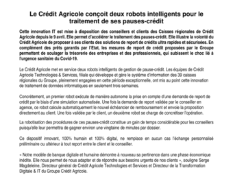 2020 04 10 Le CA conçoit deux robots intelligents pour le traitement de ses pauses-crédit.pdf