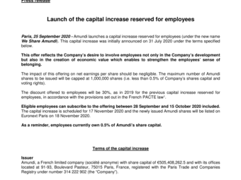 Amundi 2020 - PR launch employees share issue.pdf